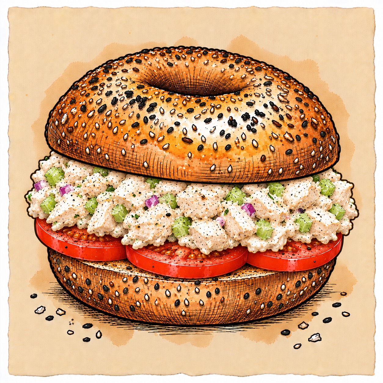 CHICKEN SALAD bagel sandwich