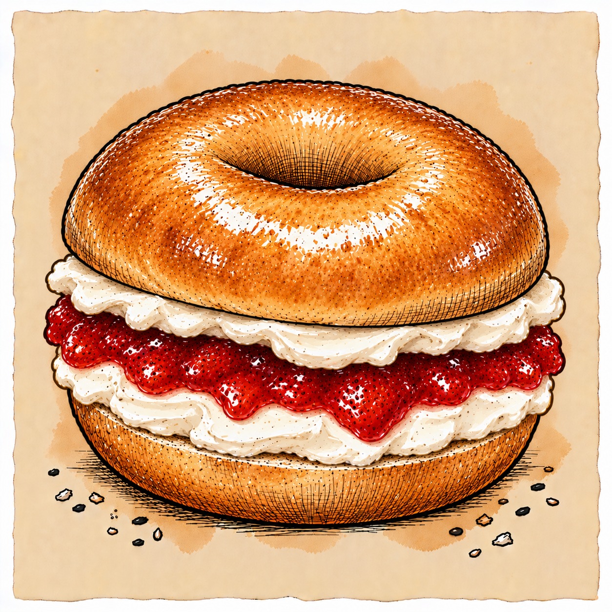 JELLY + CREAM bagel sandwich