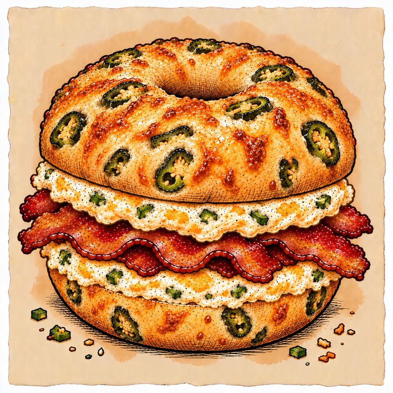 LOADED JALAPEÑO bagel sandwich