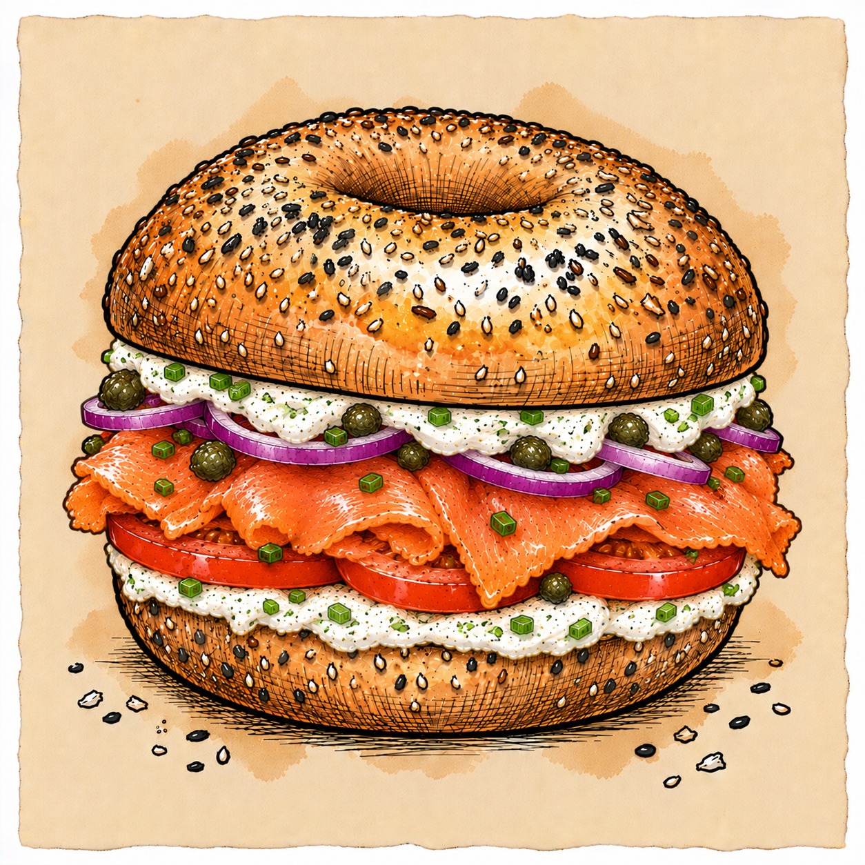 LOX bagel sandwich