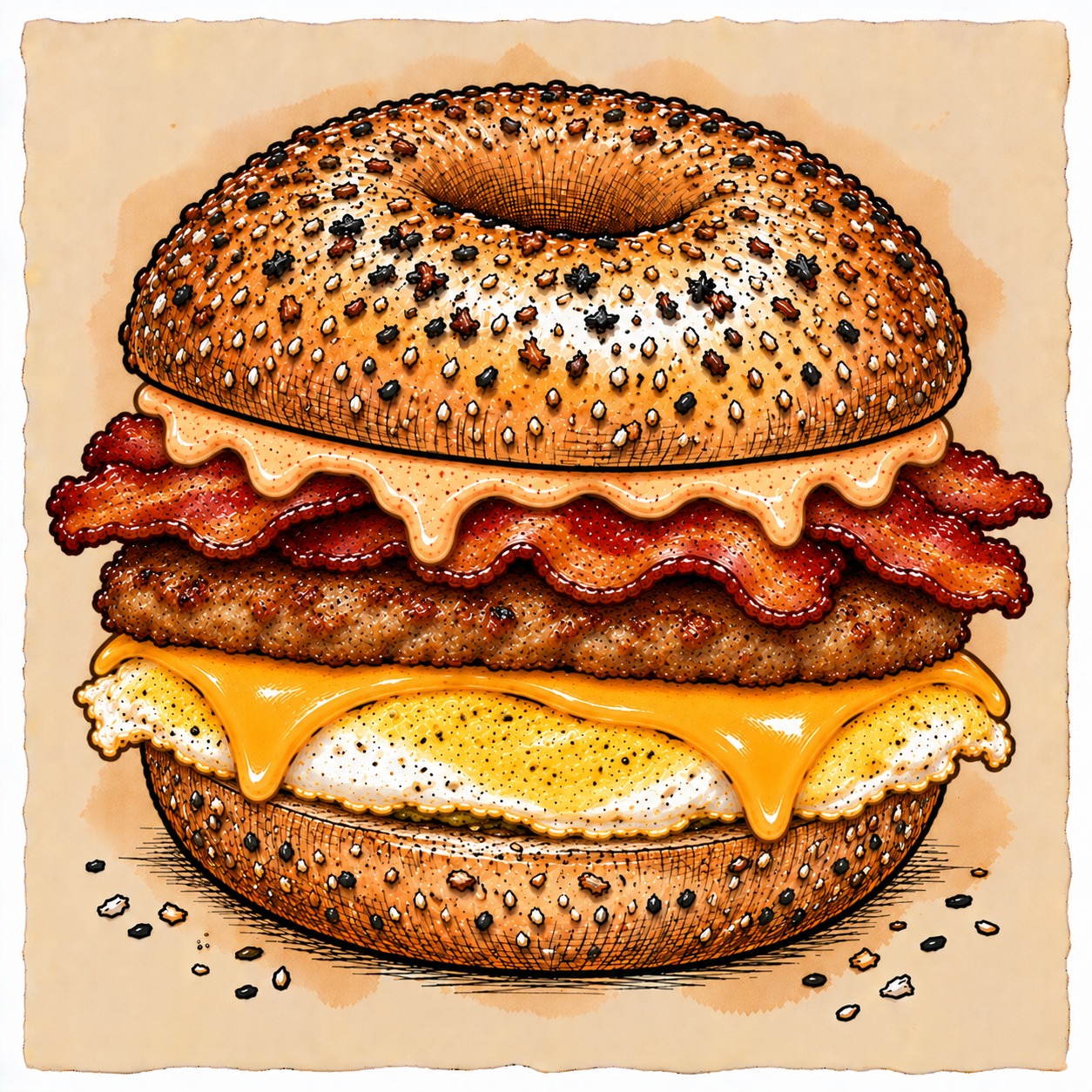 MEAT LOVER bagel sandwich