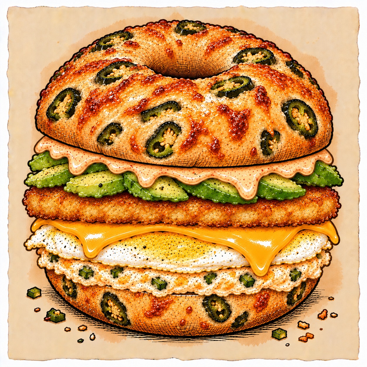 SPICY ONE bagel sandwich